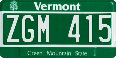 VT license plate ZGM415