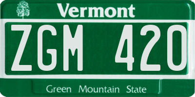 VT license plate ZGM420
