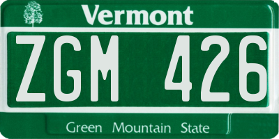 VT license plate ZGM426