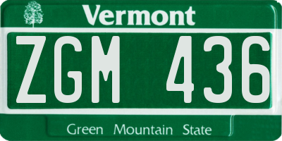 VT license plate ZGM436