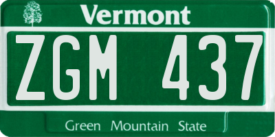 VT license plate ZGM437