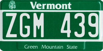 VT license plate ZGM439