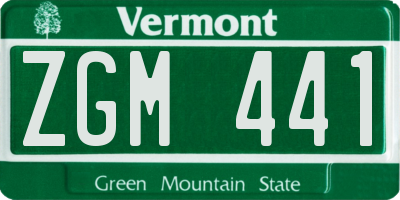 VT license plate ZGM441