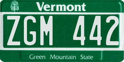 VT license plate ZGM442