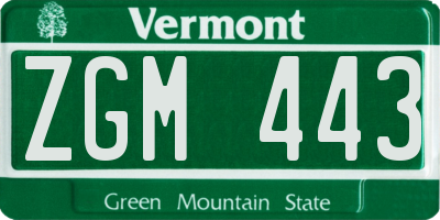 VT license plate ZGM443