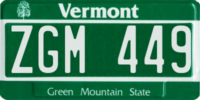 VT license plate ZGM449