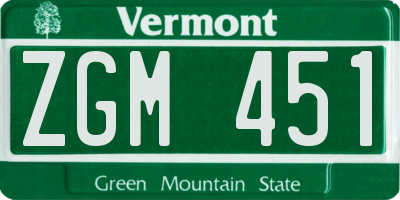 VT license plate ZGM451