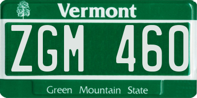 VT license plate ZGM460