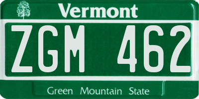 VT license plate ZGM462