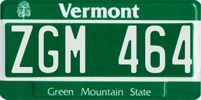 VT license plate ZGM464