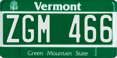 VT license plate ZGM466
