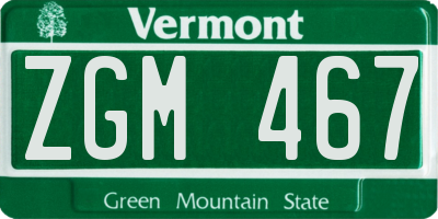 VT license plate ZGM467