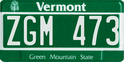 VT license plate ZGM473