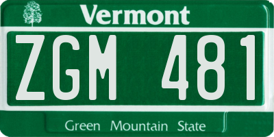 VT license plate ZGM481