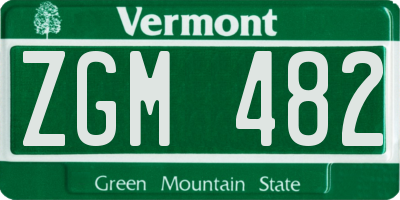 VT license plate ZGM482