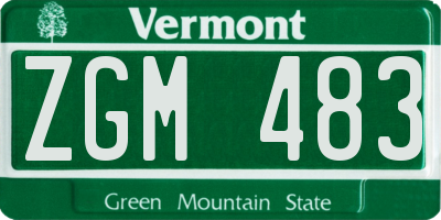 VT license plate ZGM483