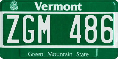VT license plate ZGM486
