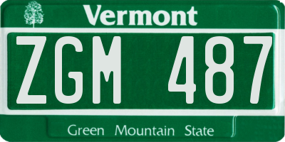 VT license plate ZGM487