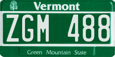 VT license plate ZGM488