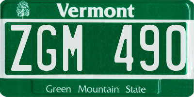 VT license plate ZGM490