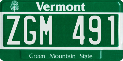 VT license plate ZGM491