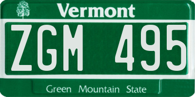 VT license plate ZGM495