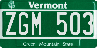 VT license plate ZGM503