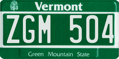 VT license plate ZGM504