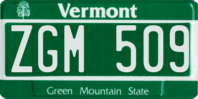 VT license plate ZGM509