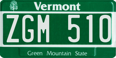 VT license plate ZGM510