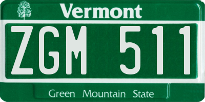 VT license plate ZGM511