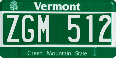 VT license plate ZGM512