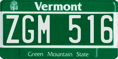 VT license plate ZGM516