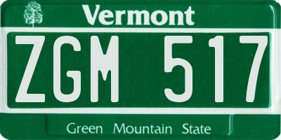 VT license plate ZGM517