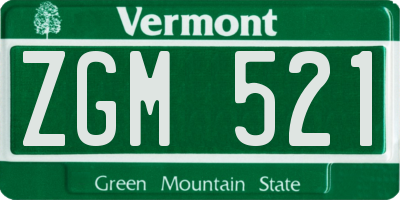 VT license plate ZGM521