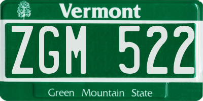 VT license plate ZGM522