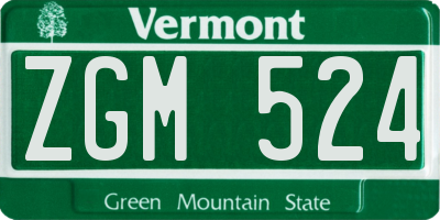 VT license plate ZGM524