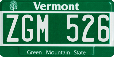 VT license plate ZGM526