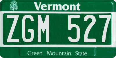 VT license plate ZGM527