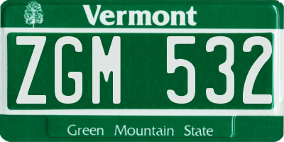 VT license plate ZGM532