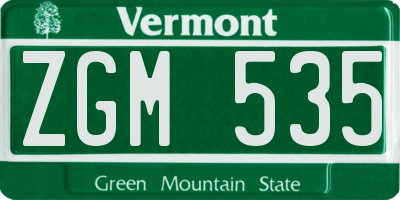 VT license plate ZGM535
