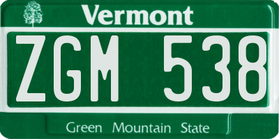 VT license plate ZGM538
