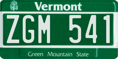 VT license plate ZGM541