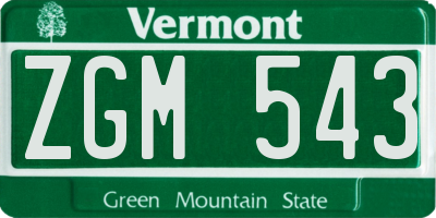 VT license plate ZGM543