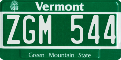 VT license plate ZGM544