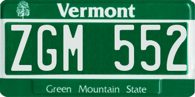 VT license plate ZGM552