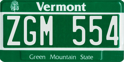 VT license plate ZGM554