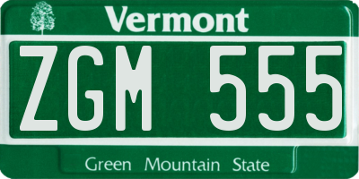 VT license plate ZGM555