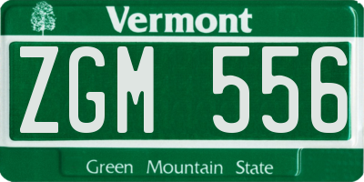 VT license plate ZGM556