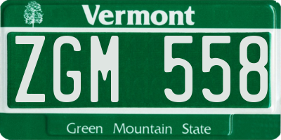 VT license plate ZGM558